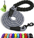 Taglory Rope Dog Leash 6 FT with Comfortable Padded Handle, Highly Reflective Threads Leash and Anti-Tangle Clip for Walking Small Dogs, 3/8 inch, Grey