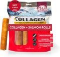 Wild Eats Salmon Flavor Collagen Retriever Style Cheek Rolls 5" Dog Chews-10 Pack (Long Lasting Dog Chews Treats & Bones for Medium Dogs) Rawhide Alternative, No Hide, Pig Ears Substitute for Dogs