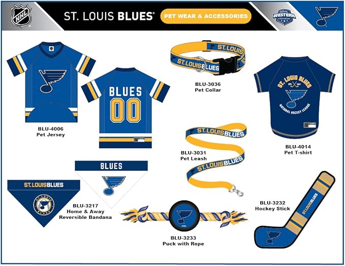 NHL St.Louis Blues Jersey for Dogs & Cats, Medium. - Let Your Pet Be A Real NHL Fan!