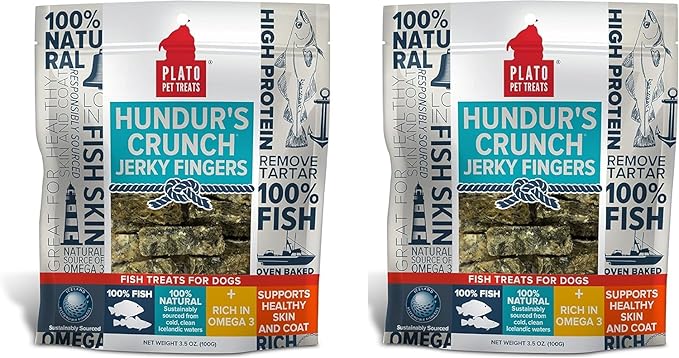 Plato Dog Treats – Hundur’S Crunch Jerky Fingers – 3.5 Oz (2 Pack)