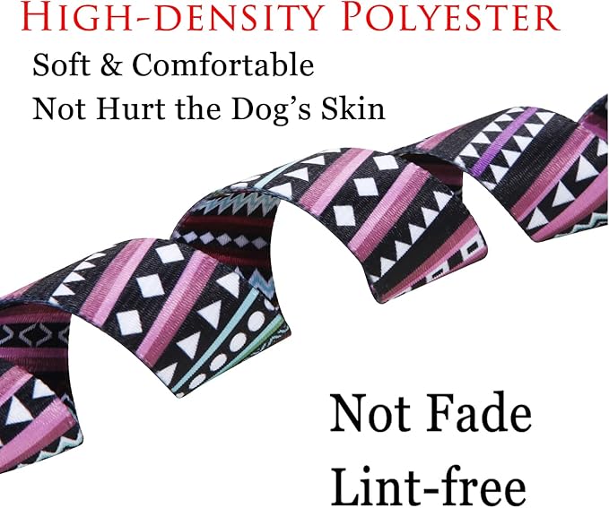 Dog Collar with Bohemia Floral Tribal Geometric Patterns - Soft Ethnic Style Collar Adjustable for Small Medium Large Dogs (Bohemian Purple,XS)