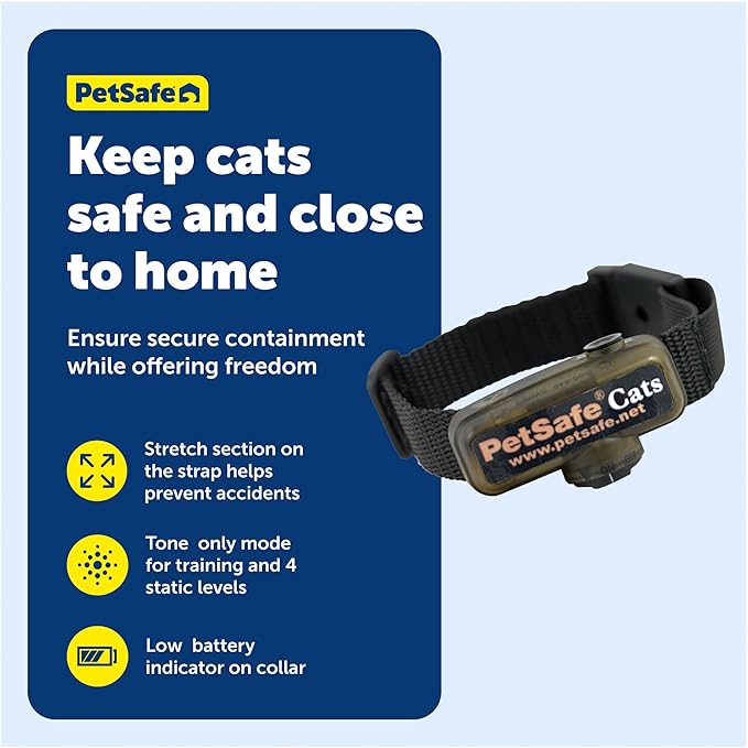 PetSafe In-Ground Fence Receiver Collar for Cats - Waterproof & Battery-Operated Adjustable Invisible Perimeter Training Collar - for Cats Older Than 6 Months, Weighing Over 6 lbs
