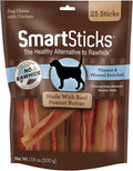 SmartBones SmartSticks with Real Peanut Butter, Rawhide-Free Chews, 25 Count