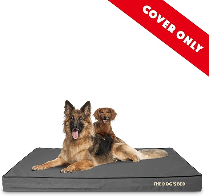 The Dog’s Bed Replacement Outer Cover, Oxford Fabric, Grey with Black Trim, XXXL, 4-Inch