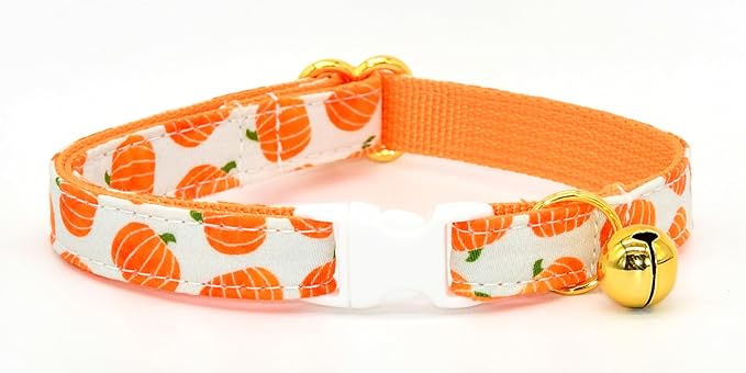 Pumpkin Cat Collar Bow Set, Halloween Accessory, Wedding/Birthday Breakaway Collar Bowtie for Kitten