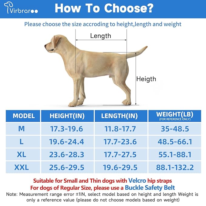 Dog Wheelchair for Back Legs, Dog Wheelchair with All-Terrain Tires & Durable Bearings, Large Dog Wheelchair for Back Legs, 48.5-66.1 lbs (L)