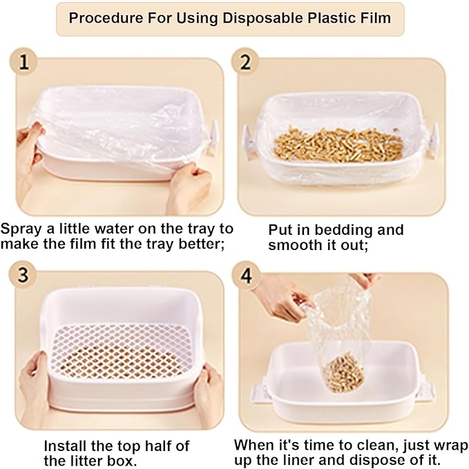 Disposable Small Animal Cage Liners, Rabbit Litter Box Lines Pet Tray Liner Bags Guinea Pig Cage Toilet Plastic Film for Bird Hamster Chinchilla Hedgehog (50 PCS, 23'')
