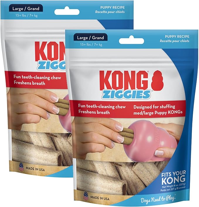 KONG - Ziggies Puppy - Teeth Cleaning Dog Treats - Puppy Recipe - Large 2 Pack
