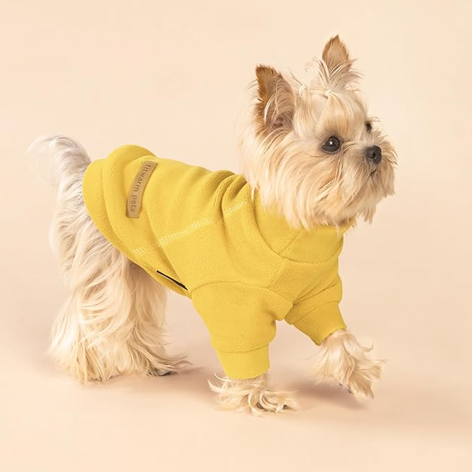 Fitwarm 3 Pack Classic Fleece Dog Sweater, Turtleneck Dog Sweatshirt, Winter Clothes for Small Dogs BoyGirl, Pet Pullover Jumper, Cat Apparel, Orange, Yellow, Coffee, Medium
