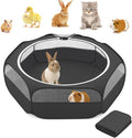 Amakunft 2 in 1 Small Animals Playpen with Pad Mat Rabbit Pop Up playpen Tent Portable Chick Brooder Box Indoor for Guinea Pig/Ferret/Chinchilla/Bearded Dragon/Kitten