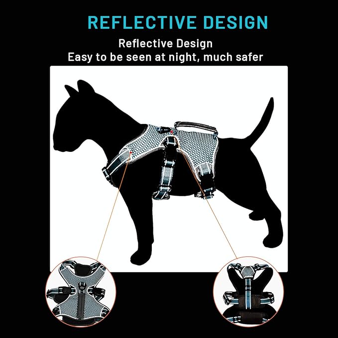 BELPRO Multi-Use Support Dog Harness, Escape Proof No Pull Reflective Adjustable Vest with Durable Handle, Dog Walking Harness for Big/Active Dogs (Blue, XL)