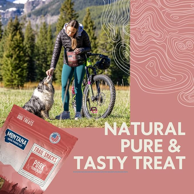 MONTANA DOG FOOD CO. Freeze-Dried Pork Tenderloin Dog Treats – 100% Natural, Single Ingredient, High Protein, Grain-Free, Made in USA – 3 oz Bag