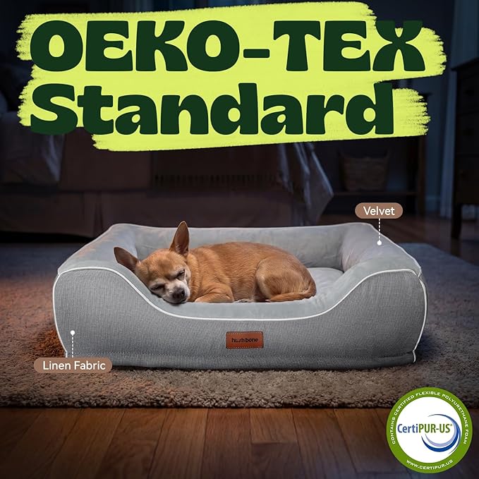 Orthopedic Dog Bed for Small Dogs,Cooling Gel Memory Foam Pet Bed with Removable Waterproof Cover,Washable Puppy Couch Bed for Joint Pain Relief,24"x18"x6",Grey