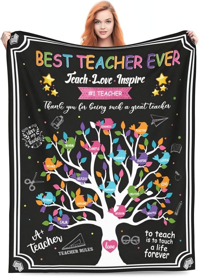 banonaty Best Teacher Blanket Teacher Throw Blankets Cozy Fleece Flannel Blanket Teacher Appreciation Gifts for Women Men Girls Adult for Couch Sofa Bed Decor 50"X60"