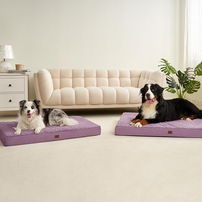 EHEYCIGA Orthopedic Medium Dog Beds for Small Dogs with Removable Washable Cover for Crate, Fog Purple, 30x20