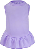 Dog Dresses Cat Skirt Solid Color Dog Clothes Summer Sleeveless Puppy Girl Clothes for Small Pet Dogs Cats (Light Purple, Large)