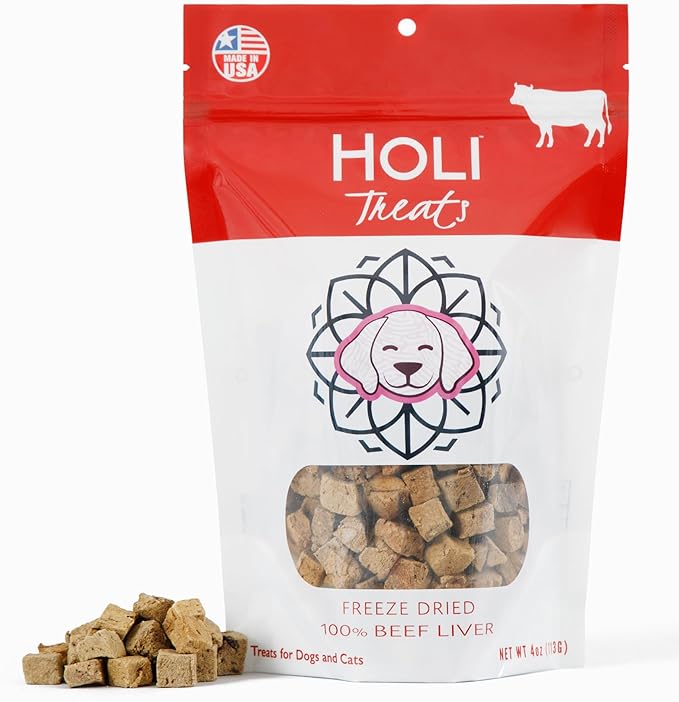 HOLI Freeze Dried Beef Liver Dog Treats – Single Ingredient Beef Dog Treats – Pasture Raised Liver Dog Treats Made in USA – Healthy Liver Treats for Dogs & Diabetic Dog Treat-Friendly - 4oz