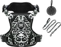 Petmolico Dog Harness for Small Dogs, Cute Harness Vest with Two Leash Clips and Soft Handle, Reflective Easy Walk Puppy Vest - Grey Leopard, Medium