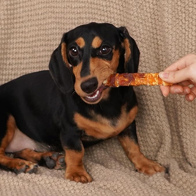MON2SUN Dog Treats, 4-4.5 Inch Chicken and Duck Wrapped Cod Fillets, Rawhide-Free, Soft and Training Treats for Small Dogs, 20 oz (56 Count)