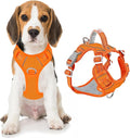 BARKBAY Dog Harness No Pull Oxford with ID Tag Pocket - Heavy Duty, Reflective, Easy Control for Large Dogs(Pumpkin Oxford,M)
