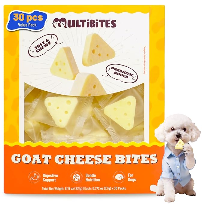 8.15oz Cheese Dog Treats with Taurine, Prebiotic & Vitamin E - Natural Dog Treats for Small, Medium & Large Dogs - Grain Free, Soft and Chewy for Digestion & Immune Support
