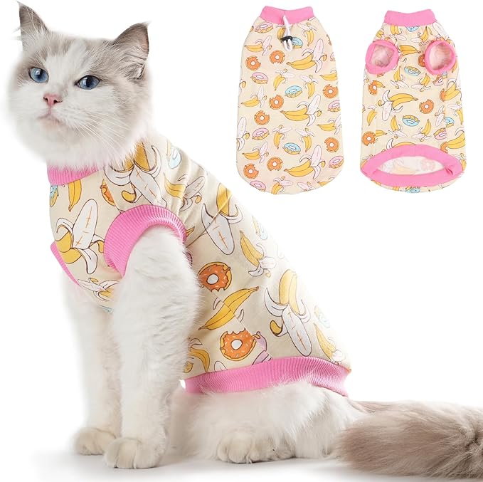 FEimaX Cat Surgery Recovery Suit Cat Onesie for Cats After Surgery Spay Surgical Cone of Shame Alternative Surgical Spay Suit for Female Cat, Post-Surgery or Skin Diseases Protection