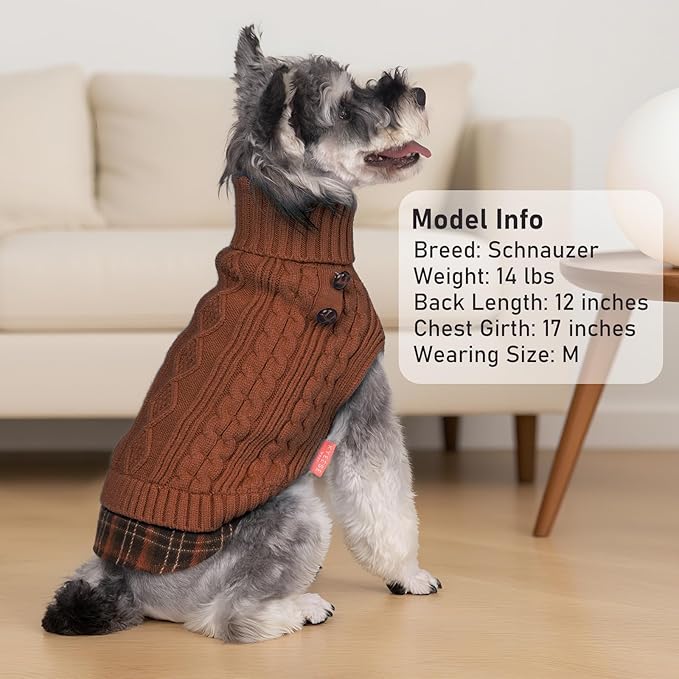 KYEESE Dog Sweater Thick Pet Coat for Fall Winter Cold Weather Stretchy Soft Pullover Dog Sweaters for Medium Dogs Boy Warm Turtleneck Medium Dogs Sweater