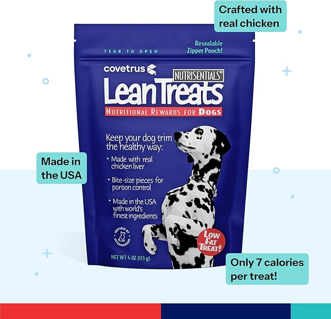 Covetrus Nutrisential Lean Treats for Dogs - Small, Medium & Large Dogs (K9) - Nutritional Low Fat, Bite-Size - Soft Chicken Flavor - 12 Pack - 4oz