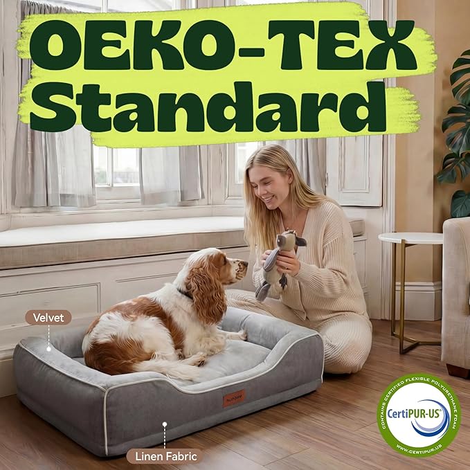 Orthopedic Dog Bed for Small Medium Dogs,Removable Washable Cover,Cooling Gel Memory Foam Sofa,Waterproof Anti-Slip for Pets,28" L x 23" W x 6.5" Th