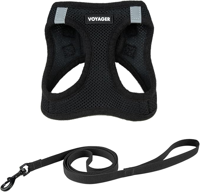 Voyager Step-in Pet Harness - All Weather Mesh, Adjustable Step in Harness for Cats and Dogs by Best Pet Supplies - 307S Black, XS