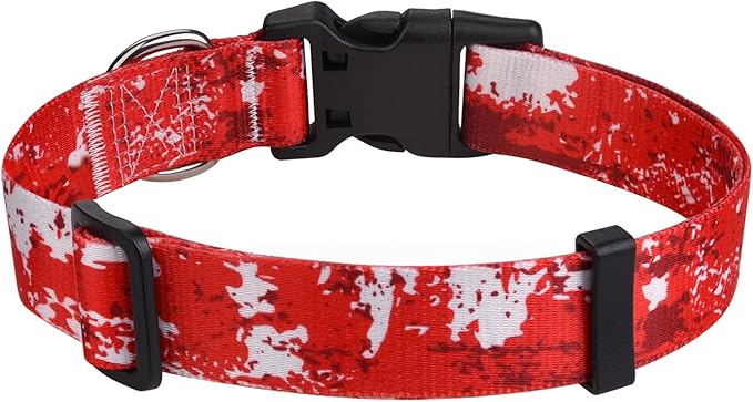 Dog Collar for Medium Dogs, Soft Comfy Pet Collar for Small Medium Large Dogs, Floral Pattern for Boy Girl Puppy Dogs(Team Red,M)