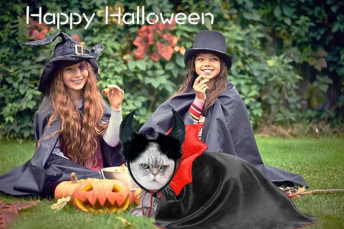 Halloween Cat Vampire Costume Dog Halloween Cosplay Dress Cape Devil Horns Hat Holiday Clothes for Cats Small Medium Dogs