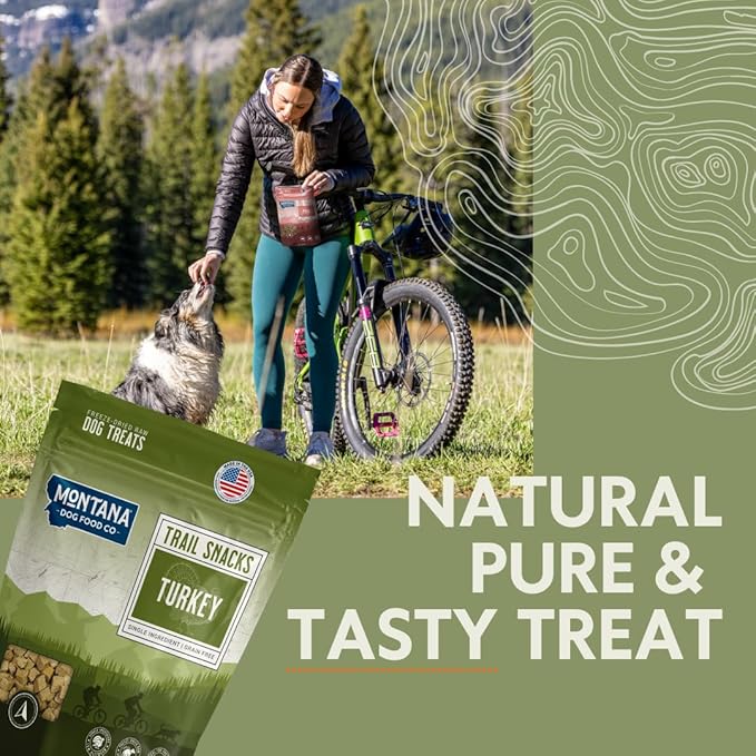 MONTANA DOG FOOD CO. Freeze-Dried Turkey Liver Dog Treats – 100% Natural Freeze Dried Dog Treats, Single Ingredient, High Protein, Grain-Free, Made in USA – 3 oz Bag