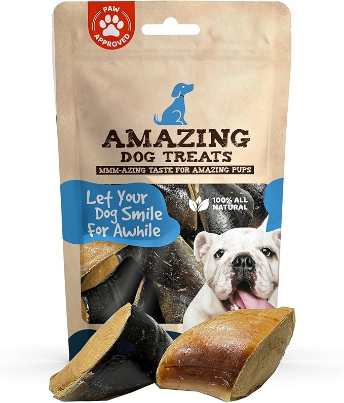 Amazing Dog Treats Peanut Butter Stuffed Cow Hooves (5 Count) - Filled Hooves - Peanut Butter Filled Bones for Dogs - Cow Hooves for Dogs