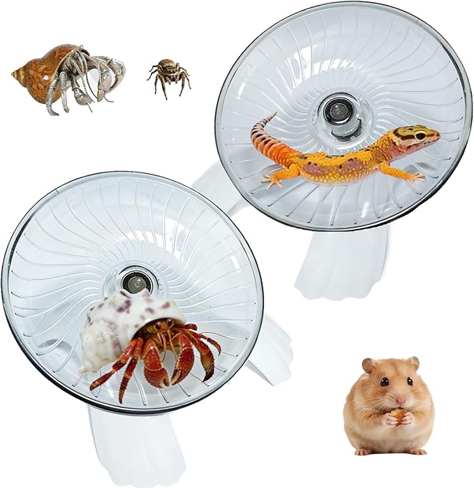 Silent Hermit Crab Running Wheel Toy, Hamster Exercise Wheel, Small Animal Climbing Toy for Gecko, Jumping Spider, Rats and Hermit Crabs Cage & Tank Accessory (Diameter 5.2")