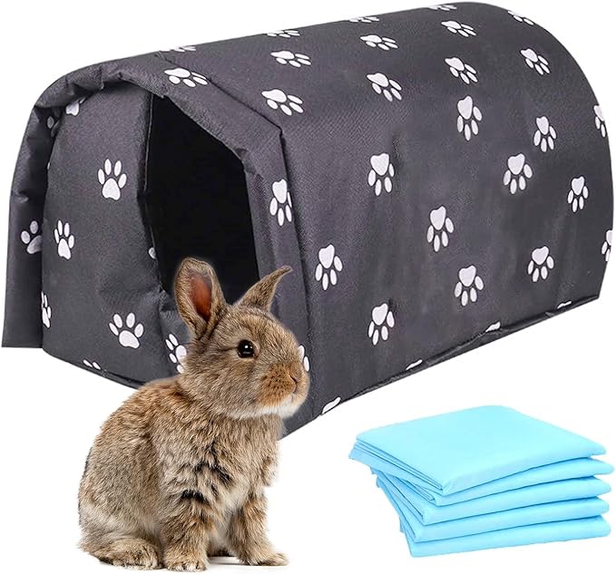 Hamiledyi Bunny Cave Bed Small Animal Warm Nest Habitats Guinea Pig Hideouts Stray Cats Shelter Cage Accessories for Hamster Cats Rat Mice Chinchilla Flying Squirrel (Black)