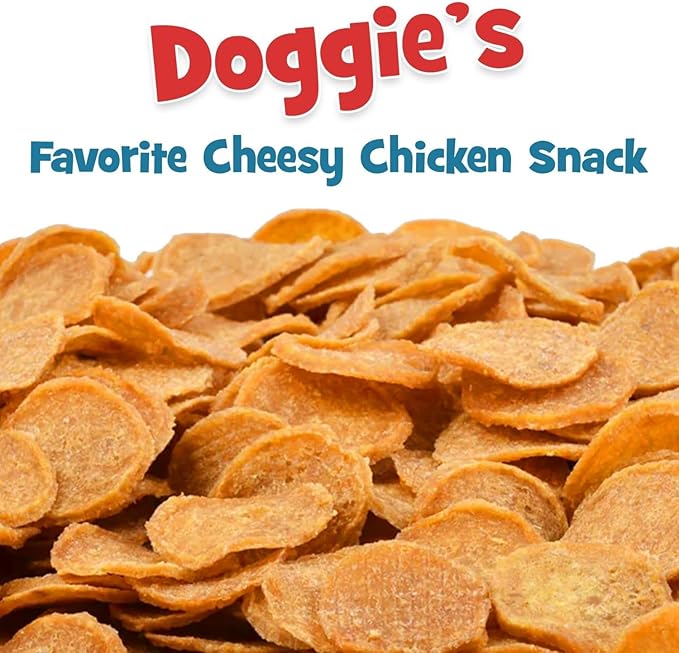 Chip's Naturals Cheesy Flavored Doggie Chicken Chips - Small 4 oz Natural High Protein Low Calorie Dog Treats, Grain Free Gluten Free USDA Inspected & Approved Chicken Treat for Dogs, Pet Supplies
