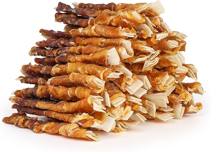 MON2SUN Dog Treats, 4-4.5 Inch Chicken and Duck Wrapped Cod Fillets, Rawhide-Free, Soft and Training Treats for Small Dogs, 20 oz (56 Count)