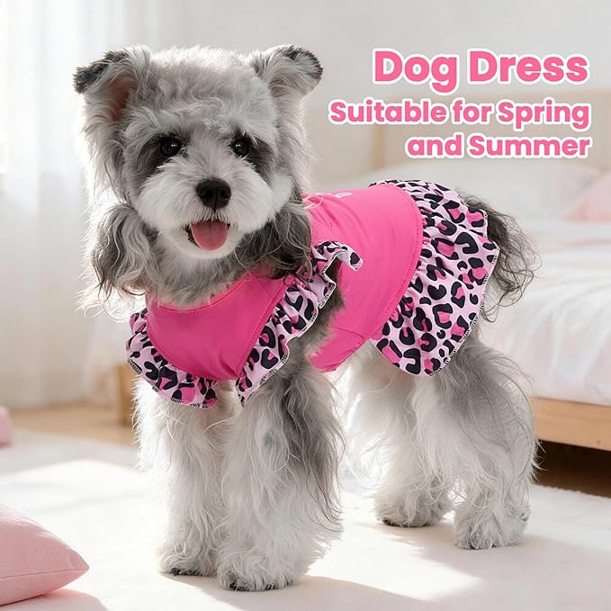 XPUDAC 4 Pack Cute Dog Dress for Small Dog, Floral Puppy Dress Sweet Girl Pet Skirt Outfits Colorful for Birthday Holiday Spring Summer Pet Clothes for Girls, XS