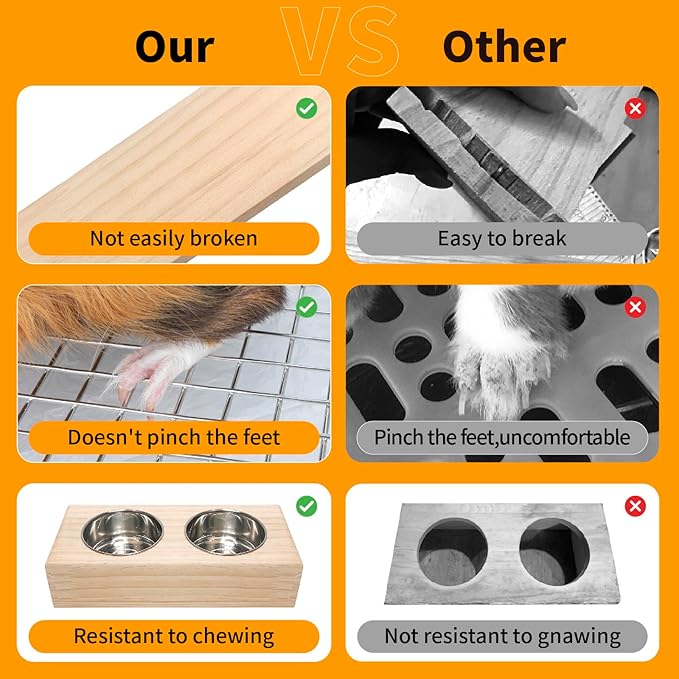 BESNEW 3 in 1 Rabbit Hay Feeder with Litter Box,Upgraded Wooden Hay Feeder Set for Guinea Pig Chinchilla Bunny Other Small Animals,Quick Cleaning & Large Capacity & Preventing Waste