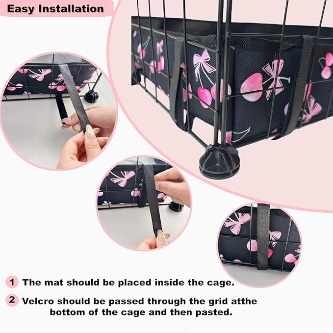 DZWLKJ Guinea Pig Cage Liner,Washable Tarp Bottom Base,Cherry Graphic,24"x96", Reusable for Rabbit, Chinchilla, Hedgehog, Ferret & Other Small Animals.