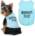 Parisian Pet Dog Shirt for Mother's Day – 100% Cotton Shirts for Large Dogs – Blue Sleeveless Puppy Clothes – Lightweight and Breathable Dog Apparel – Boy Dogs Clothes - Stretchy Mommy’s Boy Pet Shirt