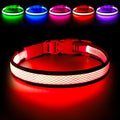 Flashseen LED Dog Collar, Light Up Dog Collar USB Rechargeable, Brightest Dog Lights for Night Walking, Adjustable Dog Collar Light for Dog Safety (Red, Medium)