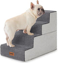 ZOMISIA Dog Stairs for Small Dogs - Pet Stairs 2 in 1 with Zippers Suitable for Couch and Bed, 35D Foam Dog Steps with Non Slip Bottom Grey 4 Steps, Grey