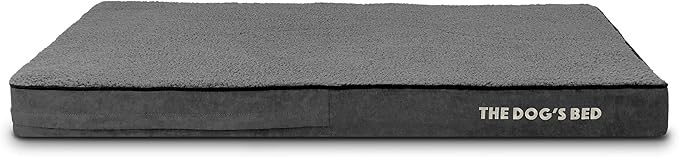 The Dog’s Bed Orthopedic Memory Foam Dog Bed for XL Dogs, Waterproof Washable Cover, Anti-Slip Base, Calming Surface – CertiPUR-Certified Foam, Grey Plush, 4 Inch Thick