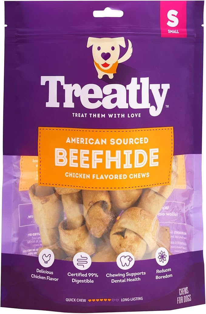 American Sourced Beefhide Bones 4-5" Dog Chew Treats - Chicken Flavor, 10 Count/1 Pack