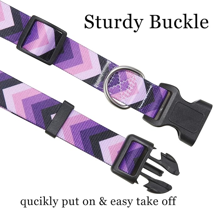 Dog Collar with Bohemia Floral Tribal Geometric Patterns - Soft Ethnic Style Collar Adjustable for Small Medium Large Dogs(Purple Arrow,M)