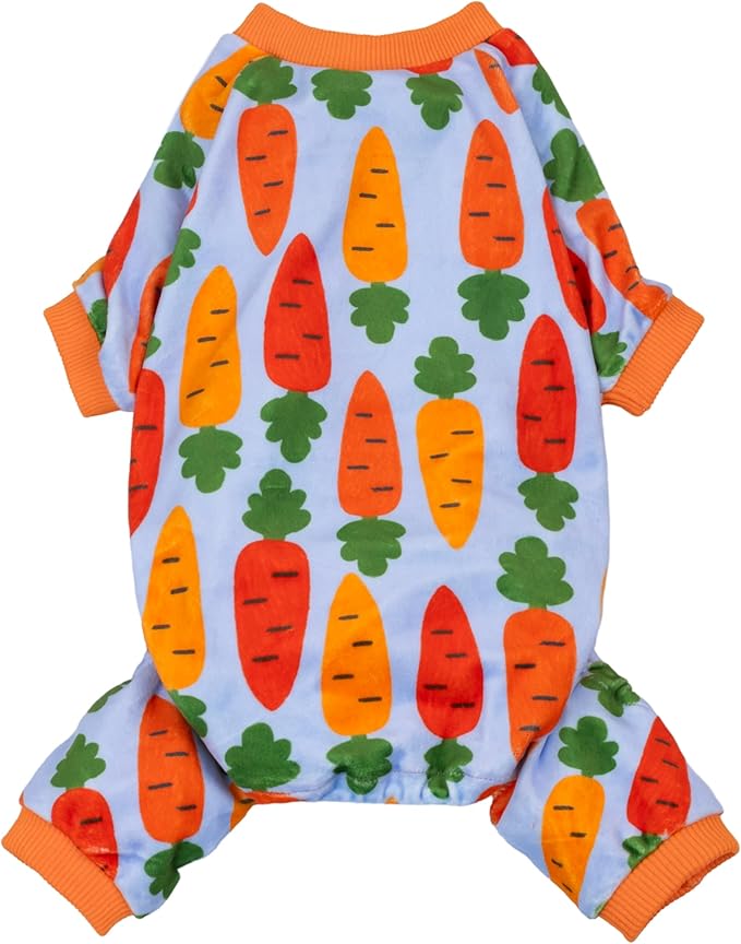 Fitwarm Carrot Dog Flecce Pajamas, Funny Easter Outfit for Small Dogs Boy Girl, Cute Pet Clothes, Blue, Orange, Red, Green, XXL