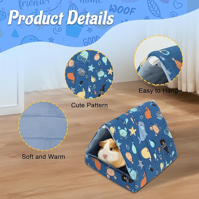YUEPET 2 Pack Guinea Pig Bed - Washable Guinea Pig Hideout and House Small Animal Hideout Cage Accessories for Guinea Pigs Chinchillas Dwarf Rabbits Hamsters Hedgehogs