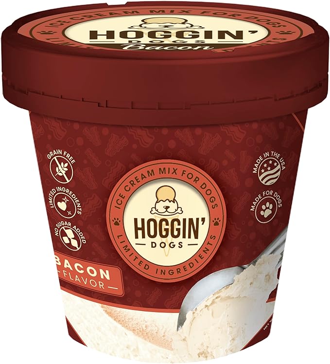 Puppy Cake Hoggin' Dogs Ice Cream Mix - Just Add Water and Freeze, No Sugar Added, Gifts for Dogs, All Natural, Bacon Flavor, 4.65 oz - Made in USA